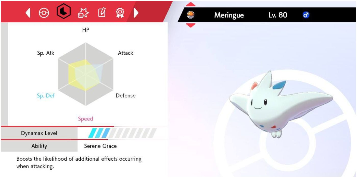 Pokemon Sword and Shield Togekiss Stat Screen Showing EVs