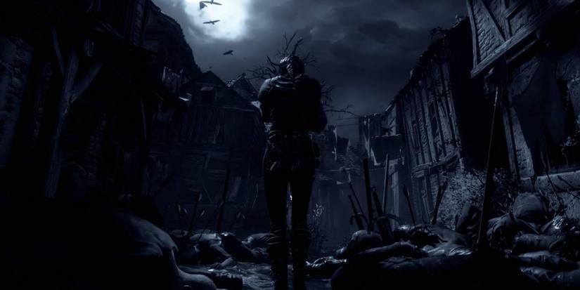 Amicia Walking Through A Dark Village From A Plague Tale Innocence