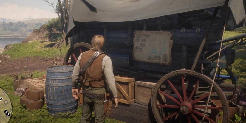 RDR2, Arthur using fast travel wagon