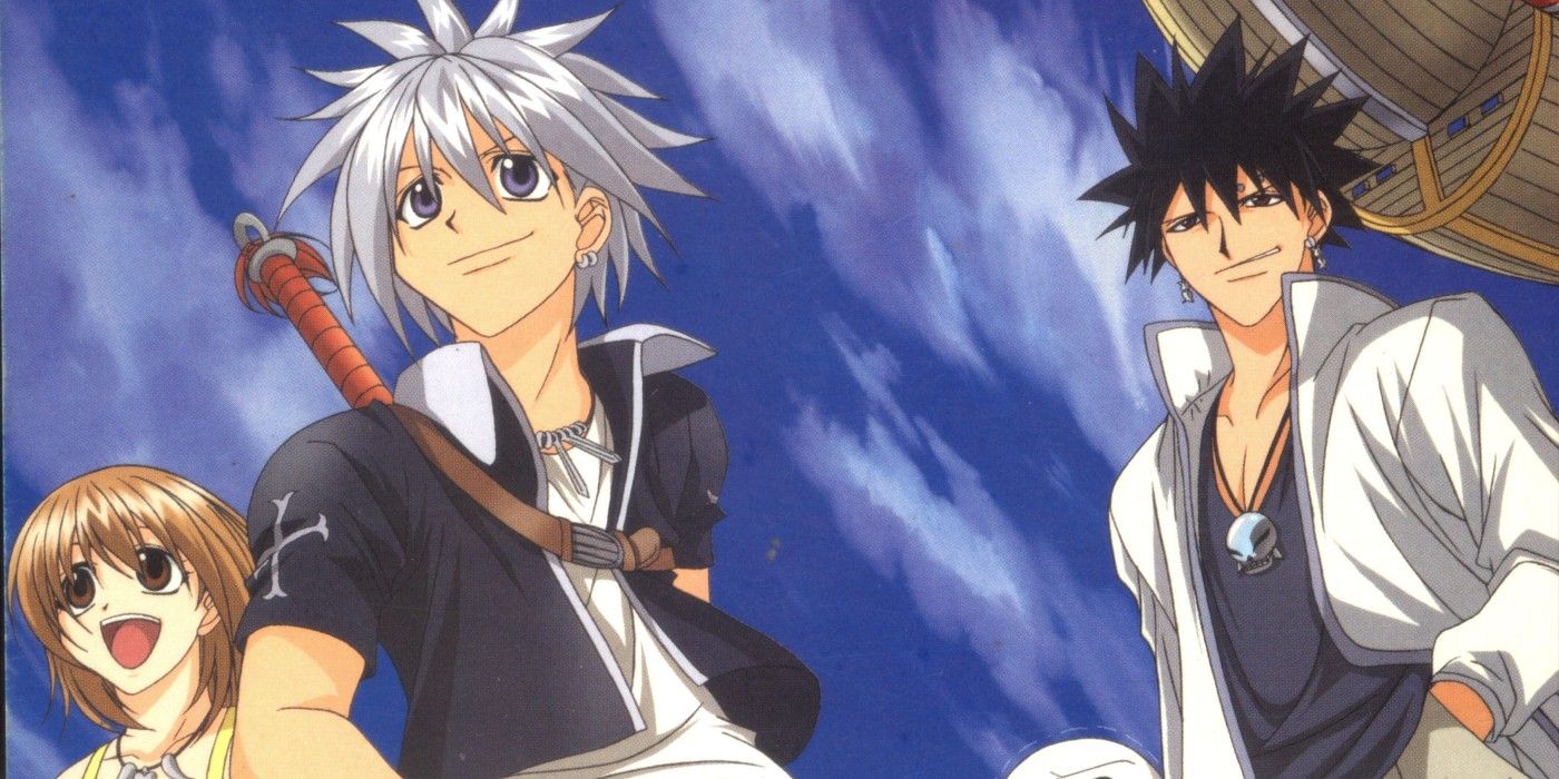 Rave Master Main Characters Standing Next To Each Other Under Blue Sky