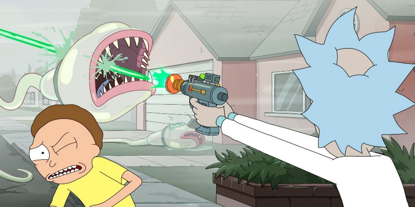 Image of Rick and Morty fighting a giant sperm.