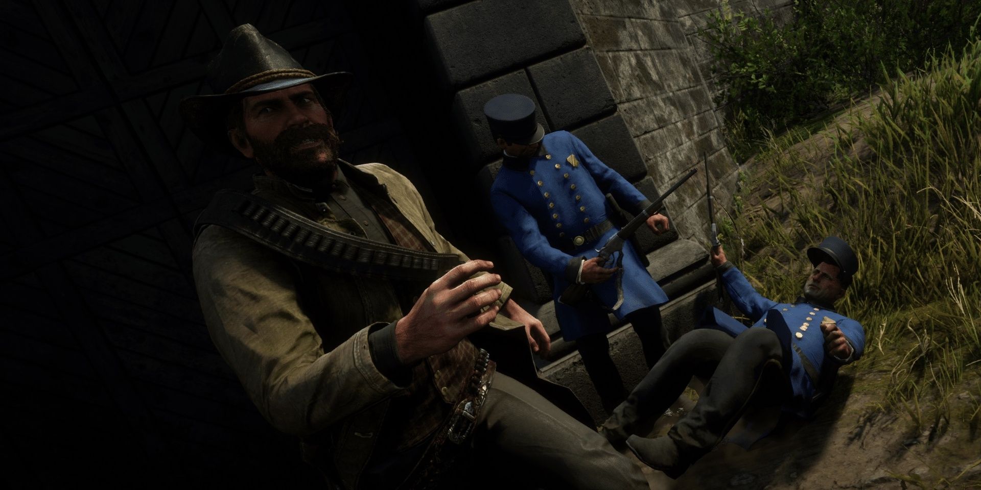 Arthur & Two Police Officers In Red Dead Redemption 2