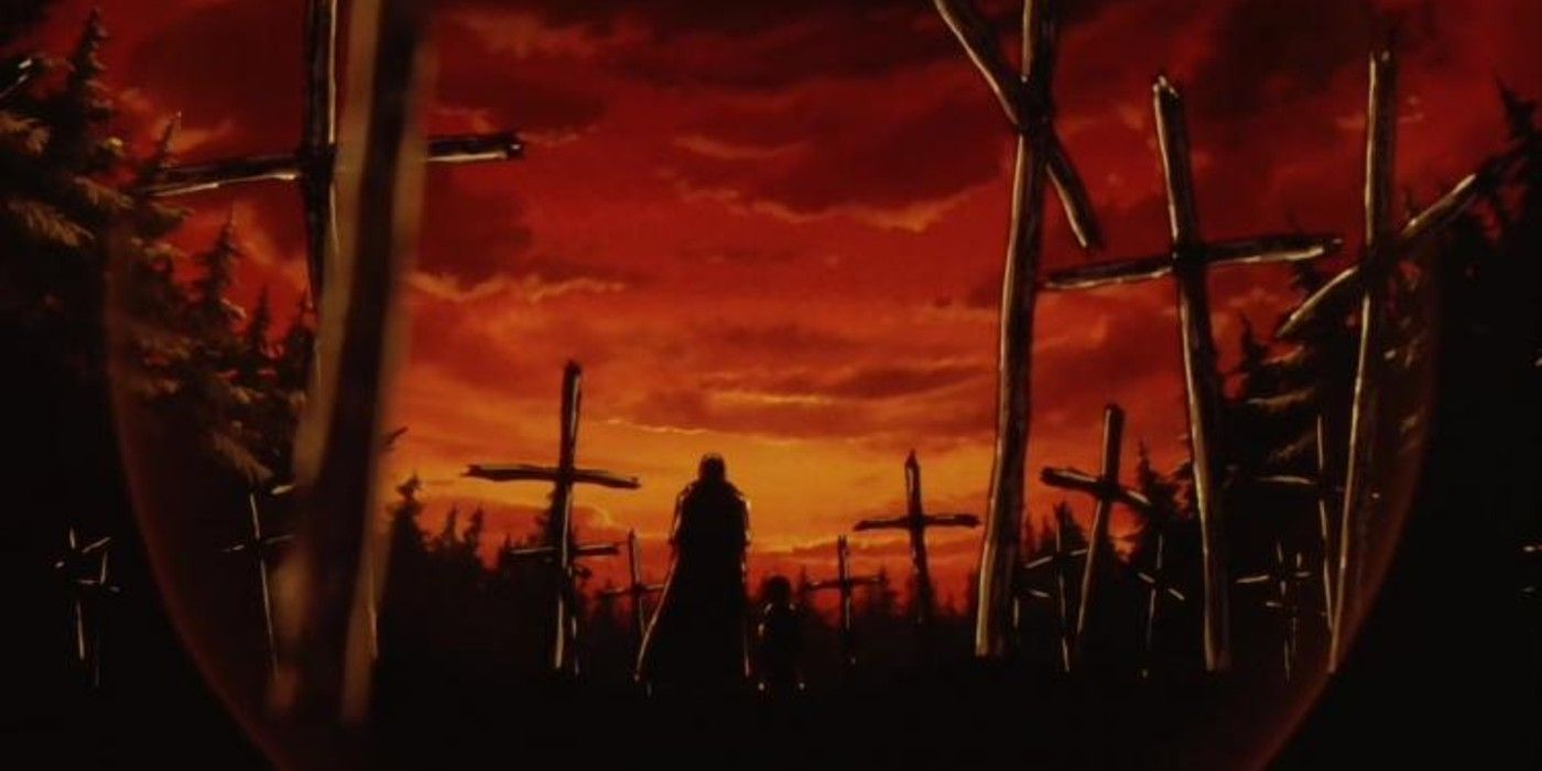 Rurouni Kenshin Trust And Betrayal Character Standing In Cemetery At Sunset