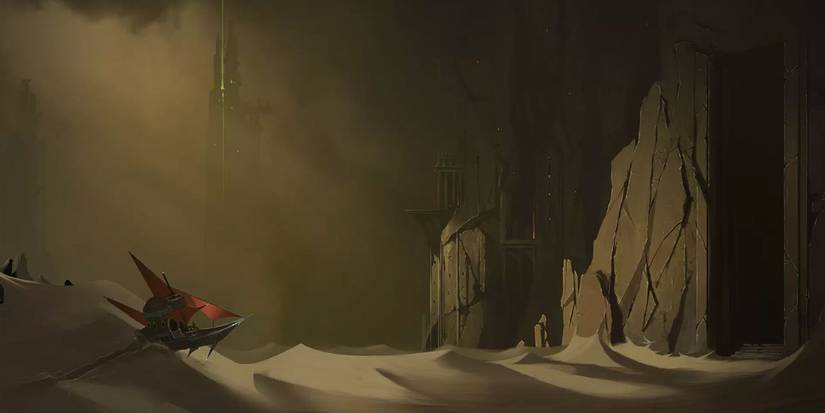 Sands of Aura key art sand glider near ruins