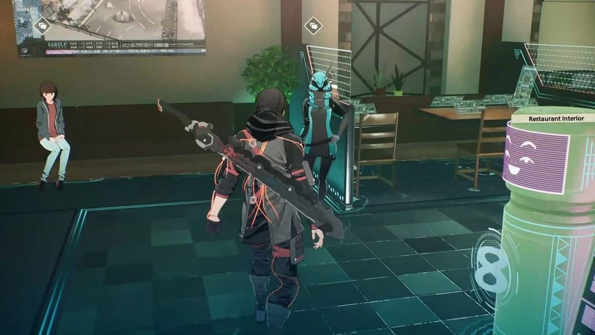 Scarlet Nexus player walking through Musubi's