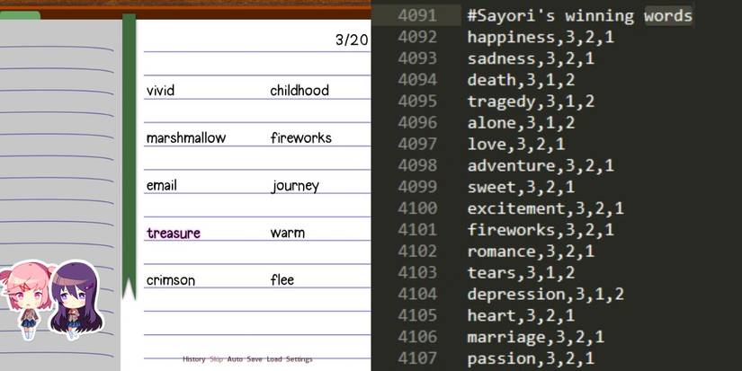 Poem Writing and Winning Words found in Script.rpa of Doki Doki Literature Club