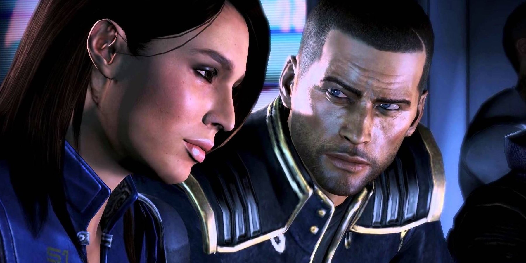 Shepard looks lovingly at Ashley in Mass Effect 3