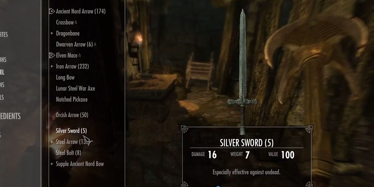 Silver Sword Inventory View