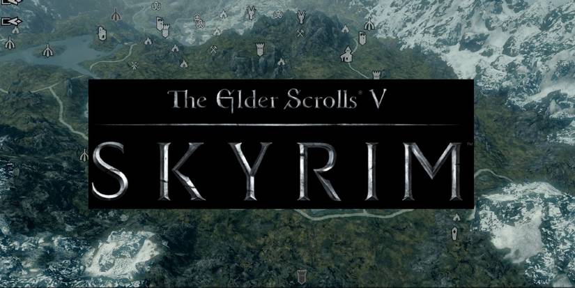 Skyrim logo and map