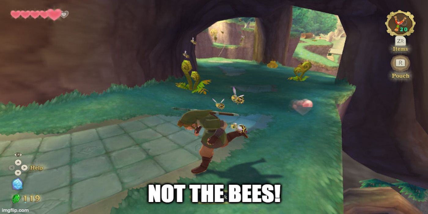 A meme from Skyward Sword HD; Link and Bees