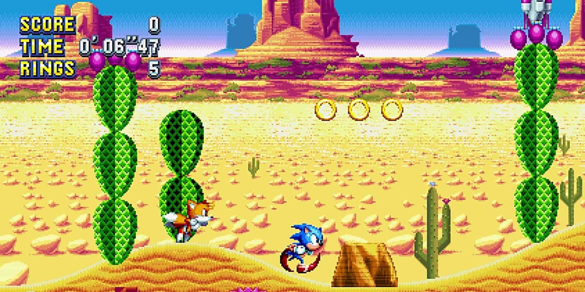Sonic and Tails in Saloon Zone in Sonic Mania