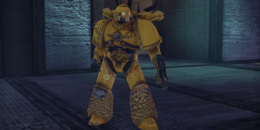 An Imperial Fist In Pre Heresy Armor In Warhammer 40k: Space Marine