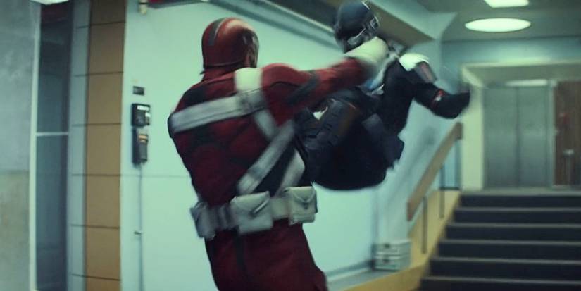 Taskmaster copying Spider-Man in Black Widow