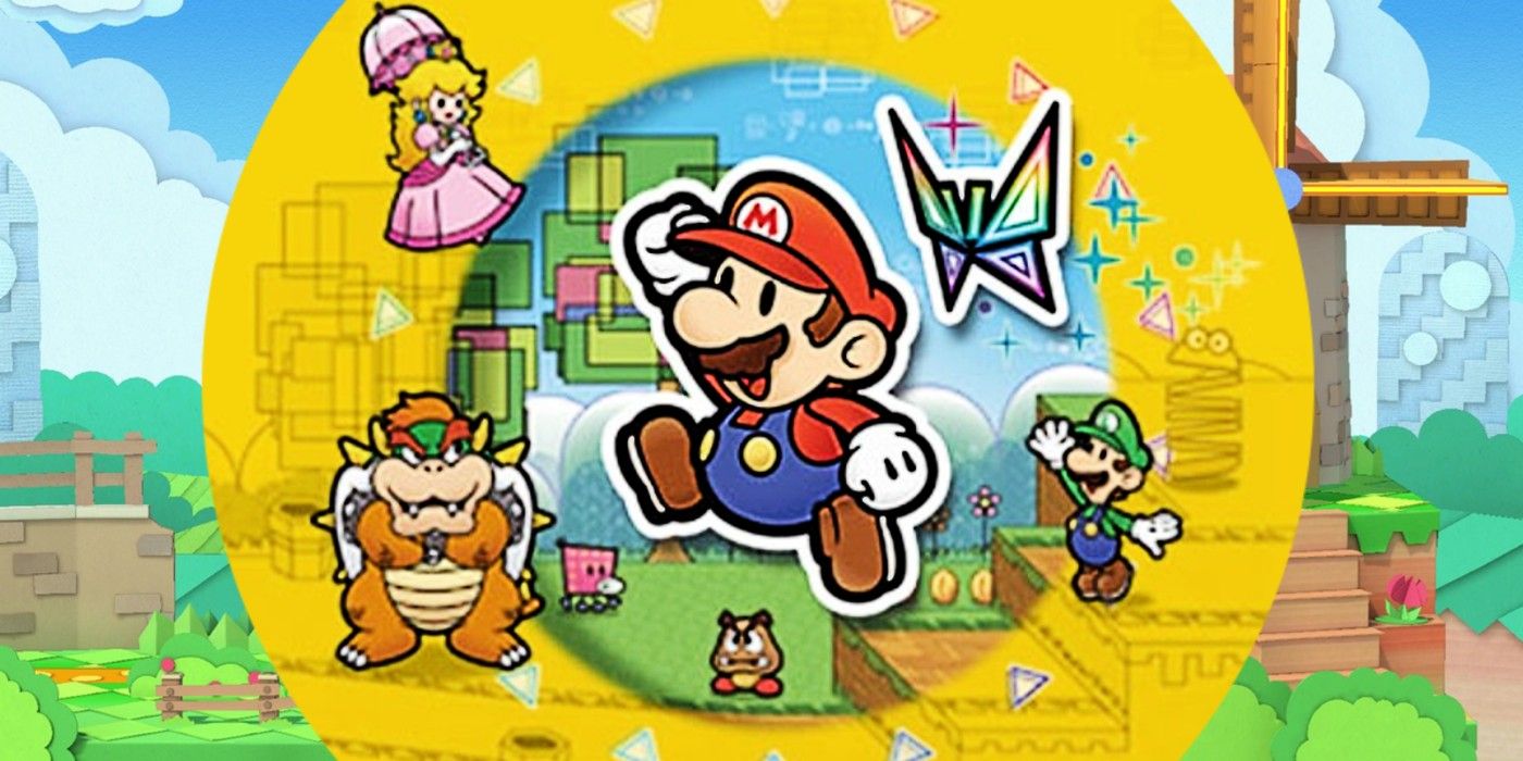 Super Paper Mario key art with main characters