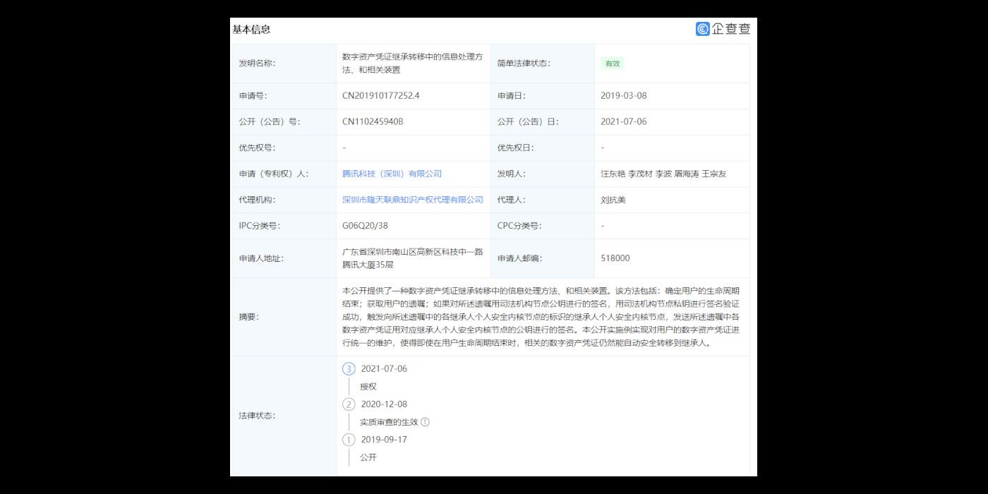 Inheriting digital assets from TenCent
