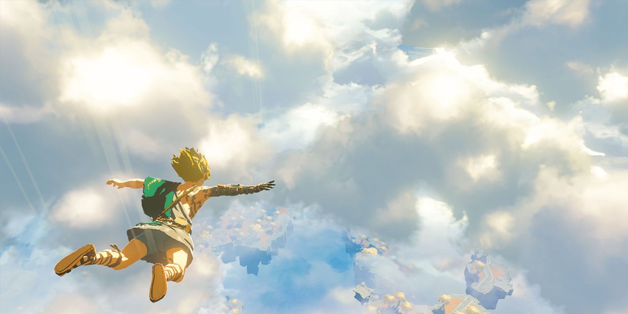 The Legend of Zelda Breath of the Wild 2 Link freefalling through the sky