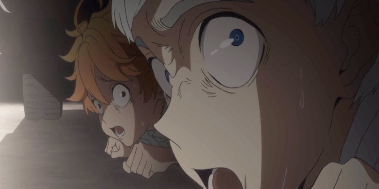 The Promised Neverland Emma and Norman Terrified and Hiding