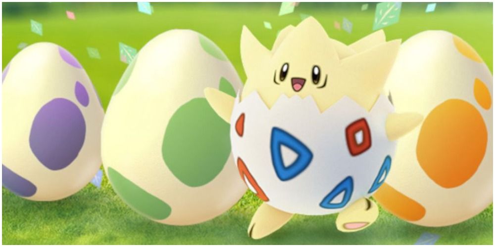 A Togepi surrounded by eggs.