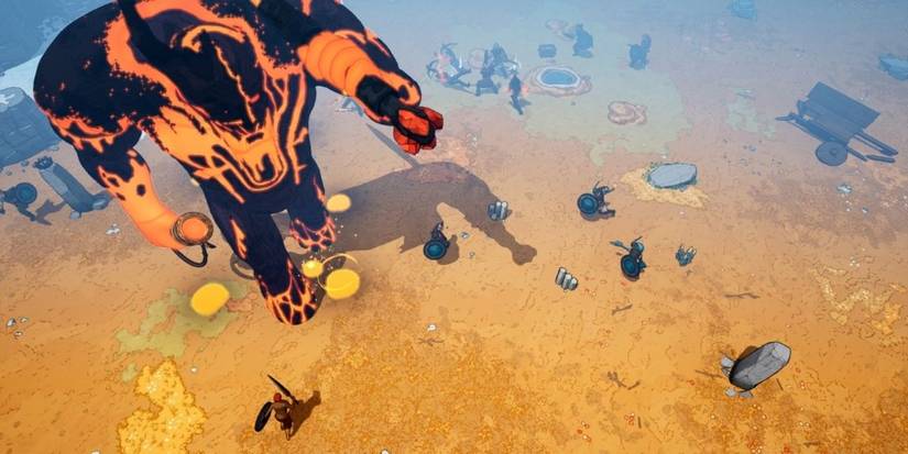 Tribes of Midgard player attacking a fire giant