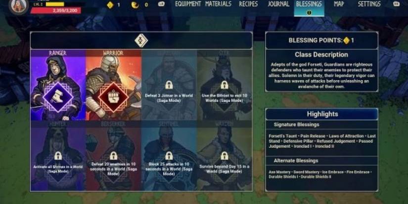 Tribes of Midgard class select screen