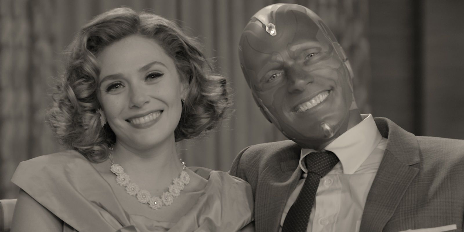 Wanda and Vision in black-and-white in WandaVision