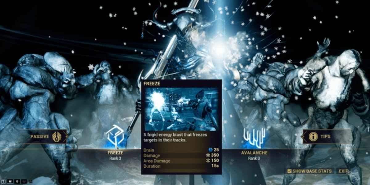 Frost ability screen revealing the effects of the freeze ability