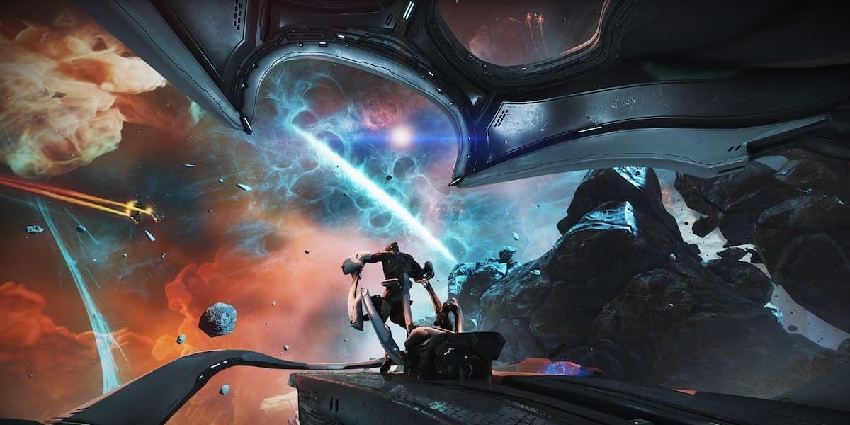 Warframe Sevagoth at the helm of the Space Ship