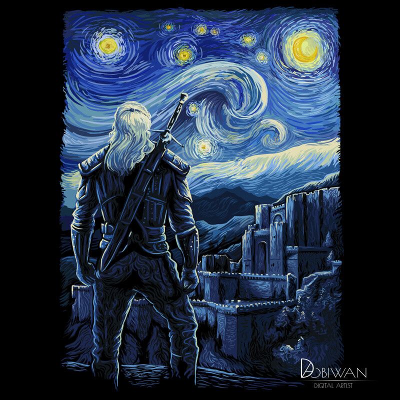 Witcher Geralt Van Gogh artwork