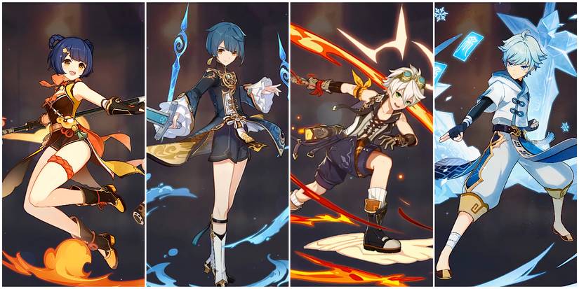 Xiangling - Xingqiu - Bennett - Chongyun in genshin impact