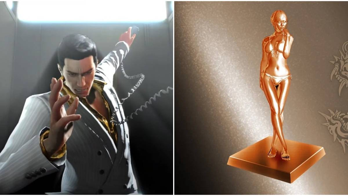 Kiryu Answers the Phone on the left, 