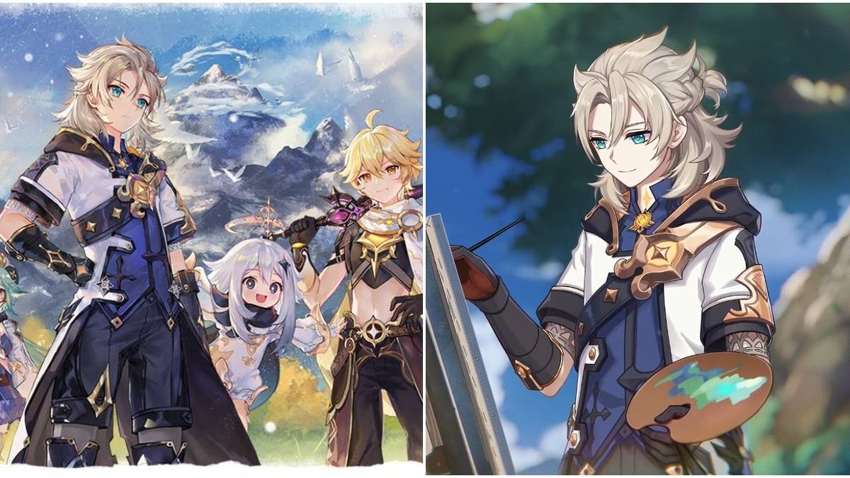 genshin impact albedo official artwork split image