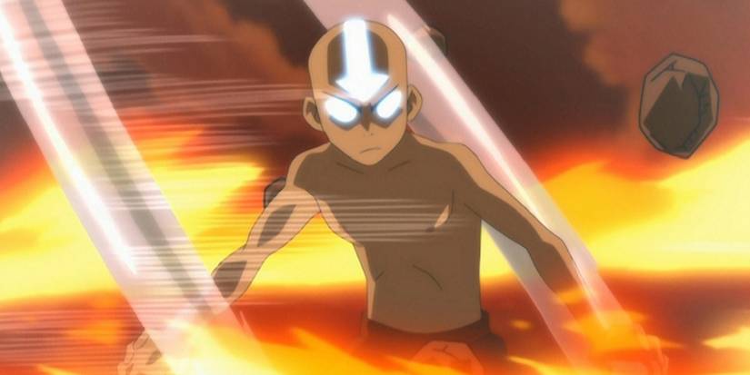 Aang using the the Avatar State against Fire Lord Ozai in AvatarL The Last Airbender