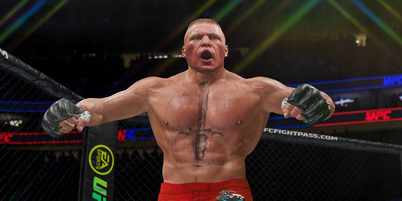 Brock Lesnar celebrating in UFC 4