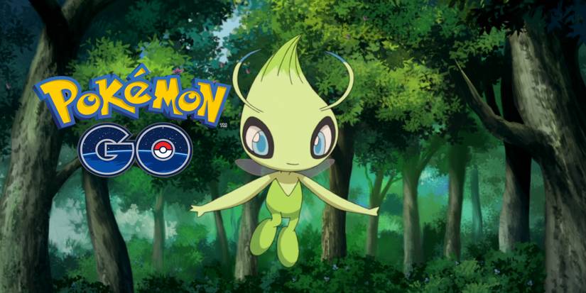 celebi in forest with pokemon go logo