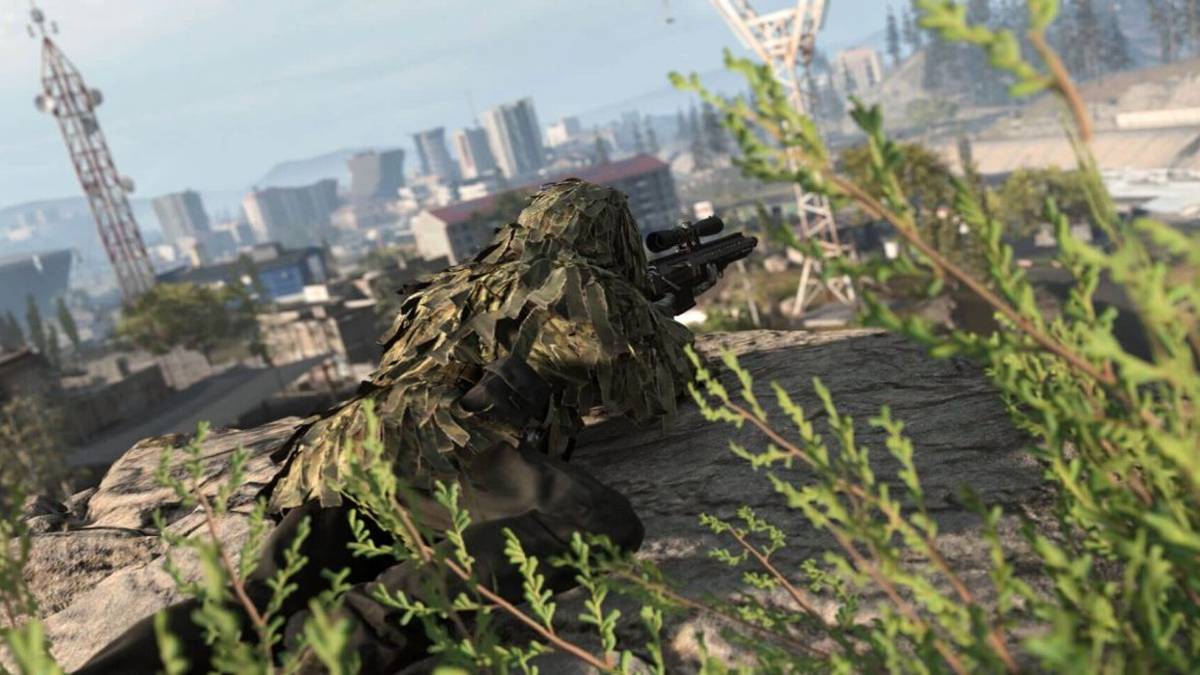 cod warzone sniper in bush