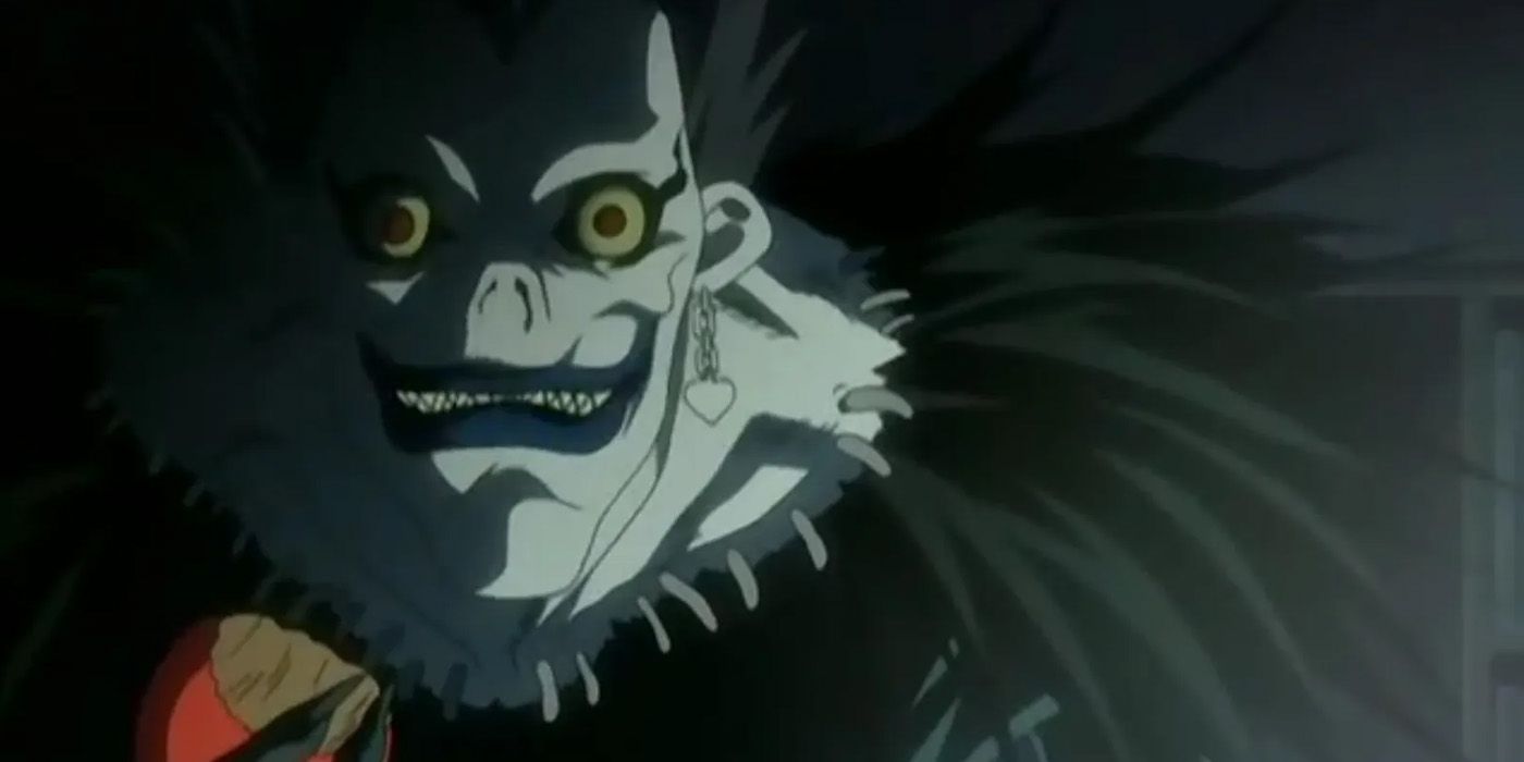 Ryuk eating an apple from the Death Note anime