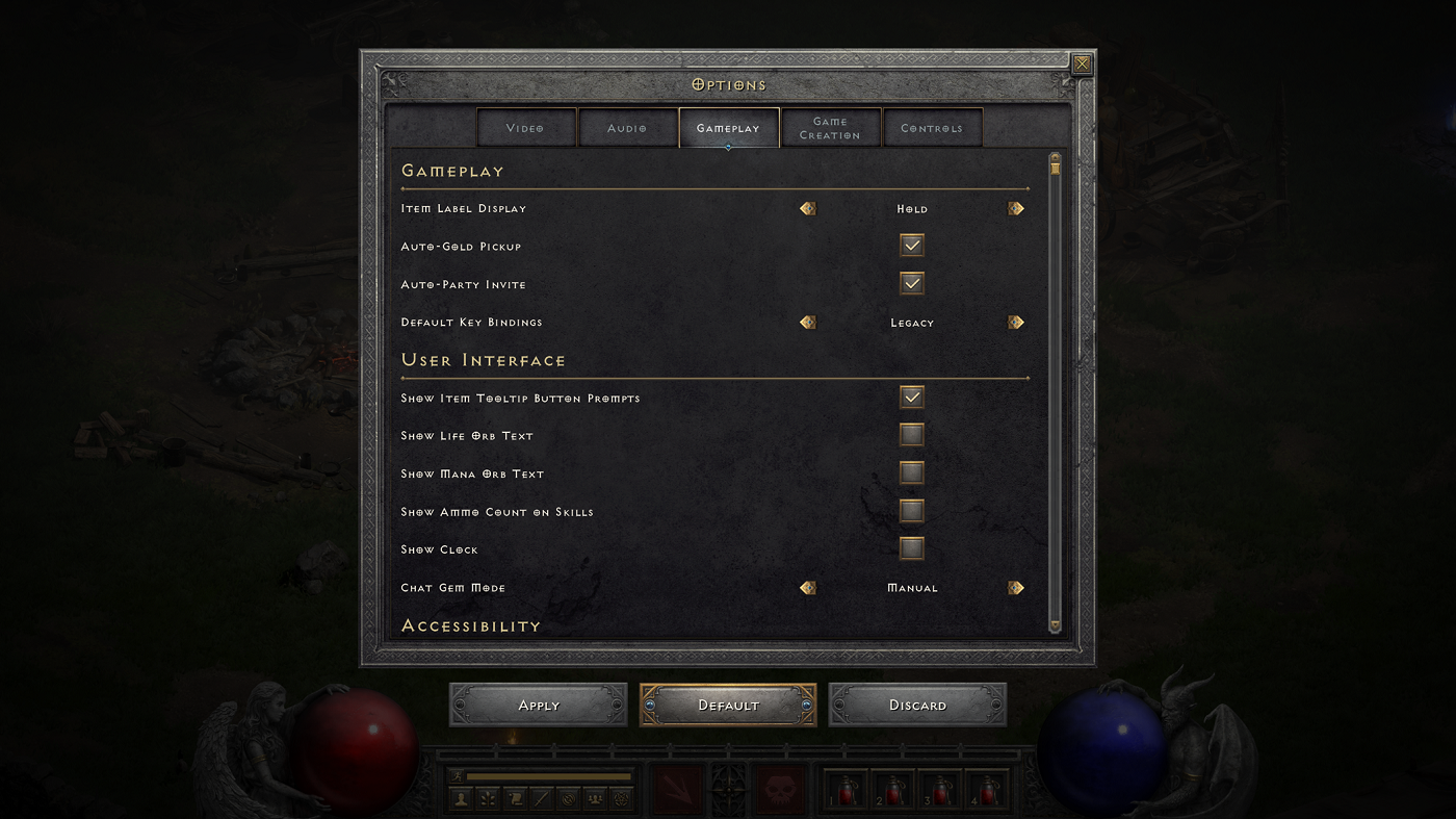 Screenshot from Diablo 2: Resurrected showing the audio settings.