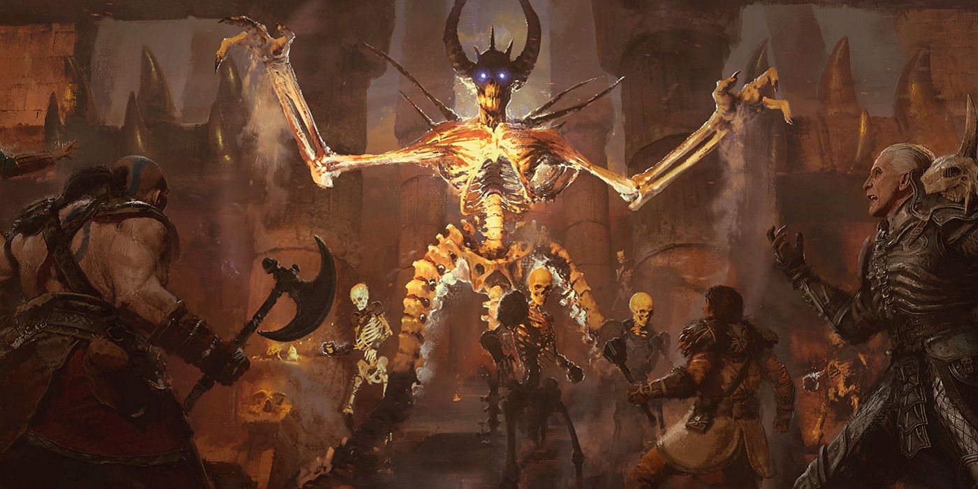 Artwork from Diablo 2: Resurrected, showing the demon Mephisto.
