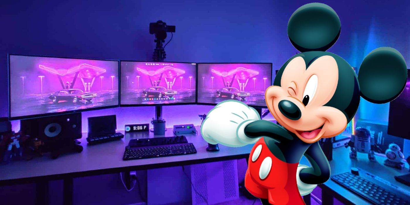 image of mickey over gaming setup bg for feature