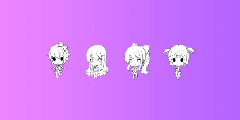 doki doki literature club plus drawing purple natsuki yuri sayori monika