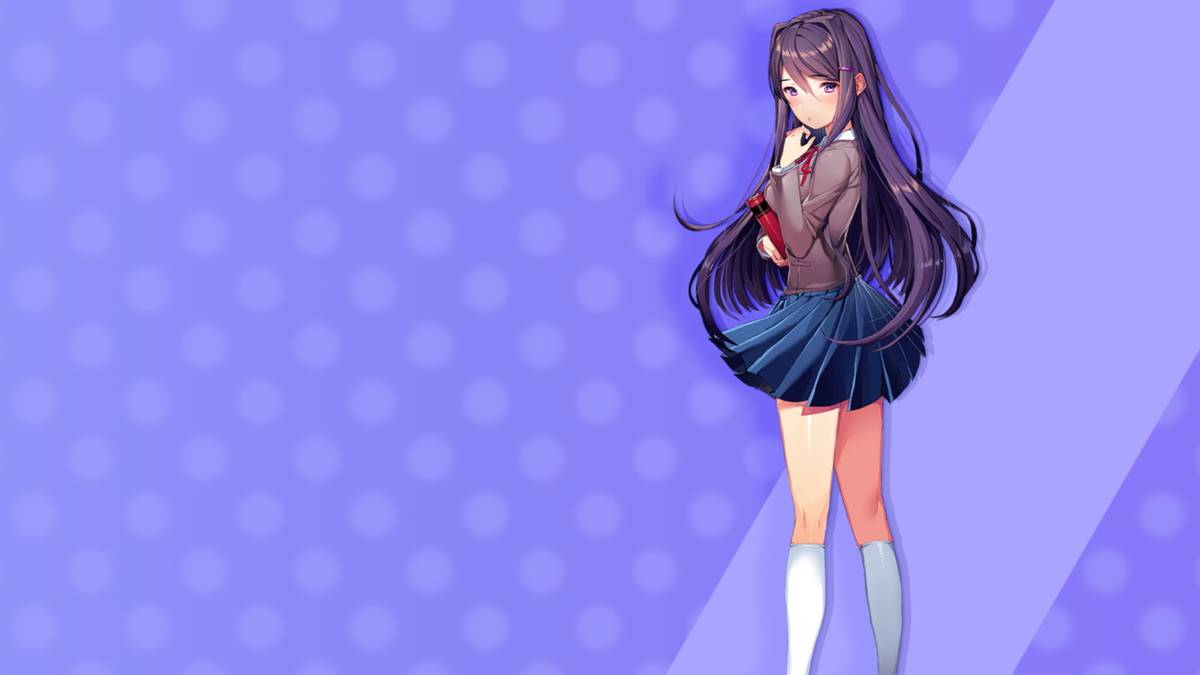 ddlc yuri wallpaper purple background picture
