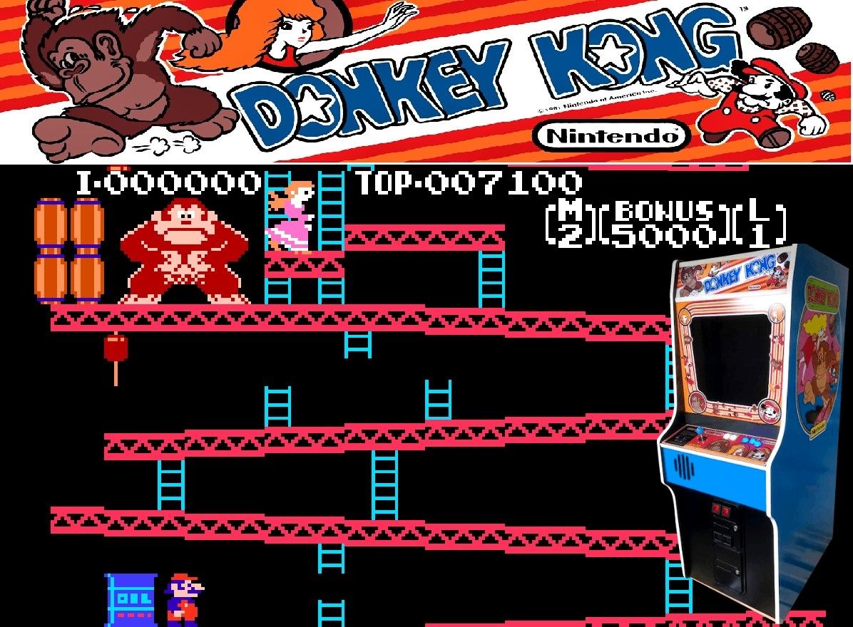 donkey kong arcade with arcade machine