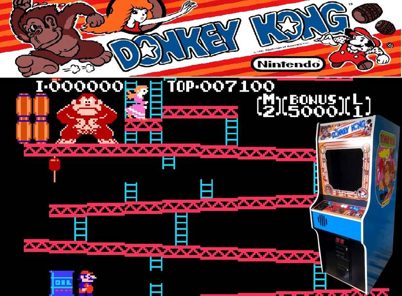 donkey kong arcade with arcade machine