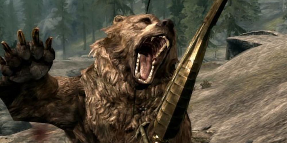 Bear attacking the player in Skyrim
