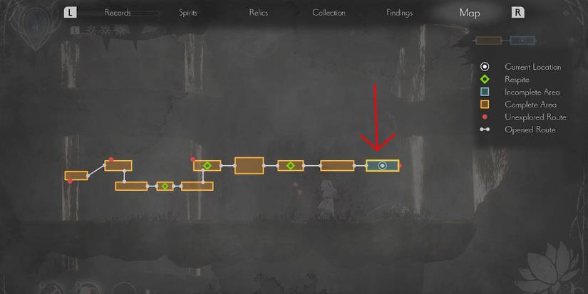 arrow pointing to where the subskill is found on the map.