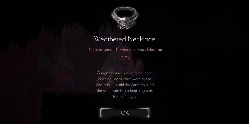 relic that heals the player after each kill found in the verboten domain area.