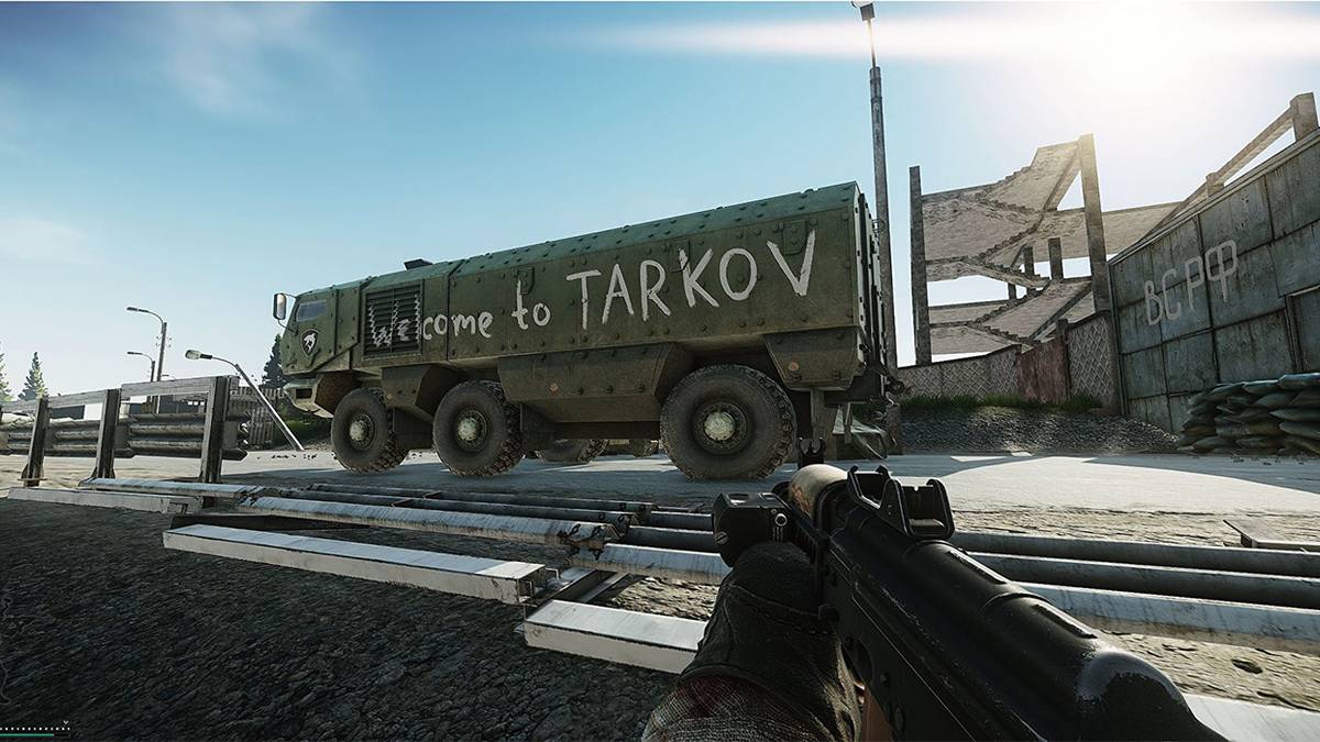 Welcome to Tarkov spray painted on a truck