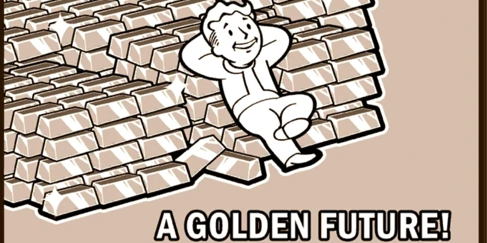 ingame screenshot of a slideshow about gold bullion.