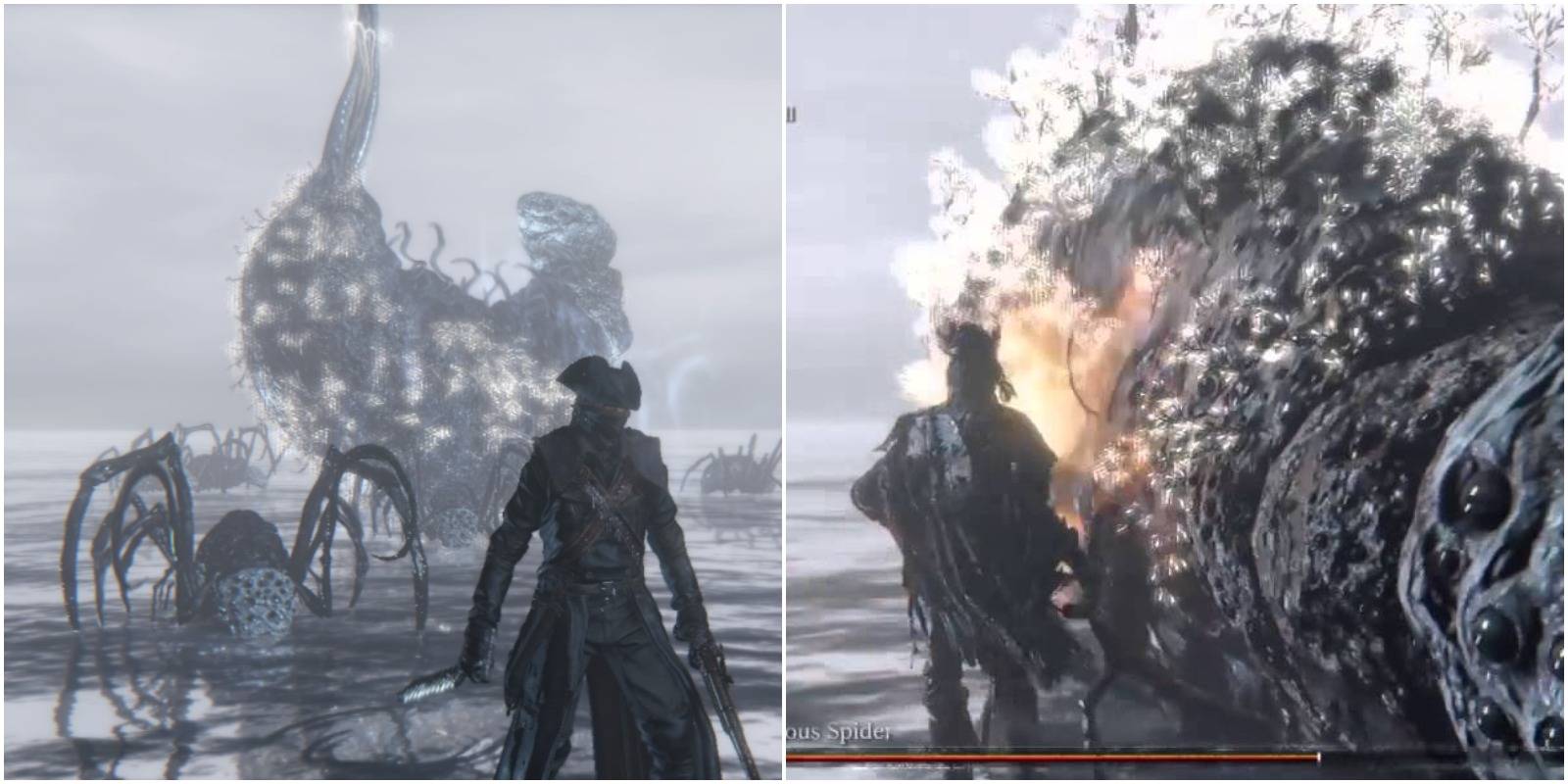 shots of the player fighting rom in the lake boss room.