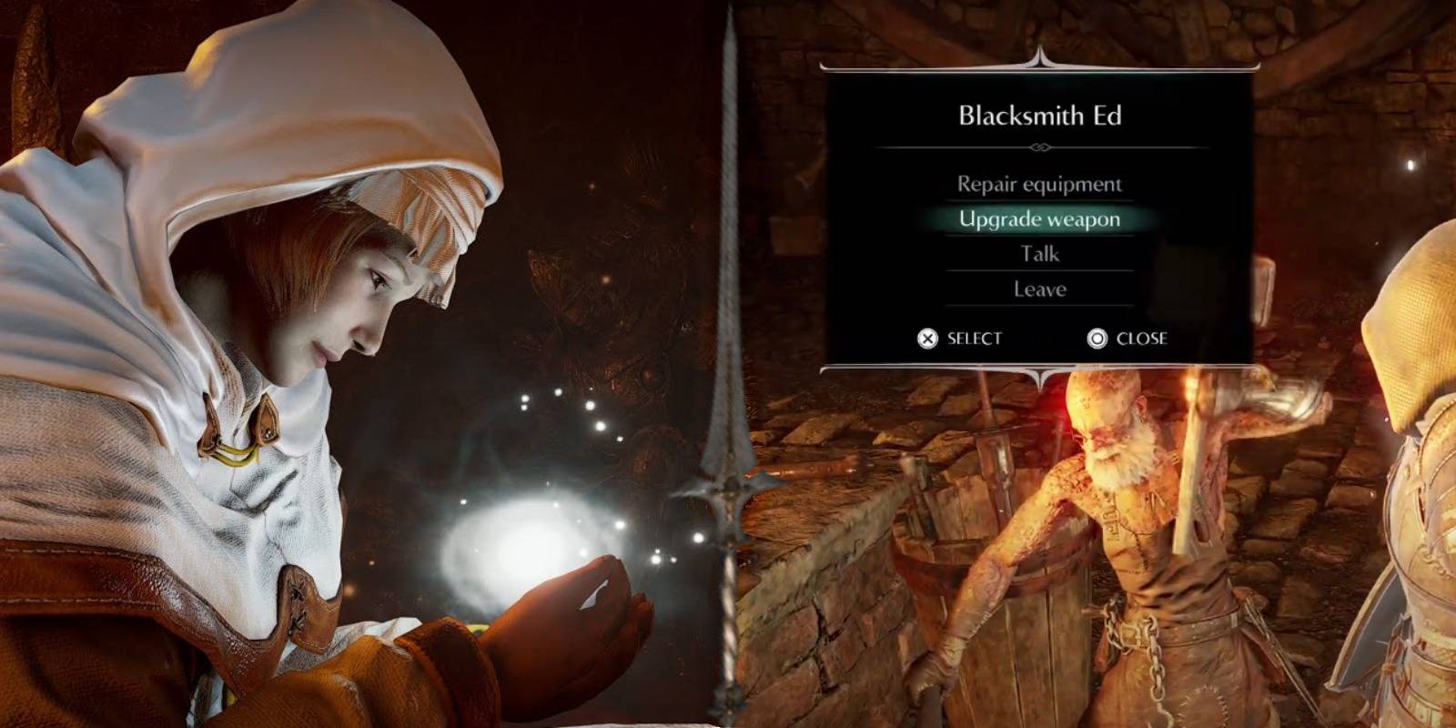 maiden astraea, blacksmith ed, and the blueblood sword in the middle.